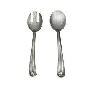 Lenox Salad Spoon and Fork with Detailed Curved Handles - Cast Aluminum Possibly